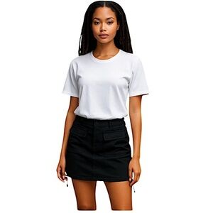 Zara Woman Cargo Mini Short Side Tie-Up‎ Skirt, Black, Size L